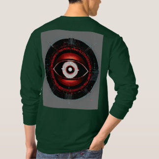 Camiseta Red Neon Tech Eye: Logotipo de vetor minimalista
