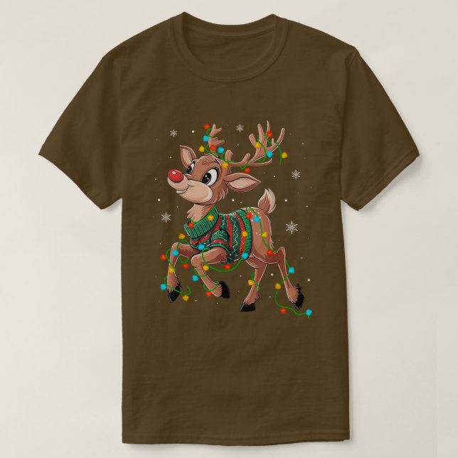 Camiseta Red Nose Reindet Para Crianças E Ventilador De Nat (Frente do Design)