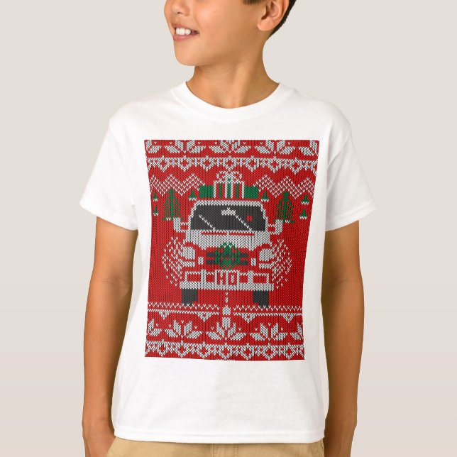Camiseta Red Nosed Holiday Road Driver Ugly Sweater Style (Frente)