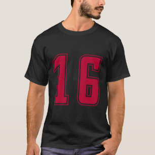 Camiseta Red Number 16 Team Junior Sports Numerado Uniforme