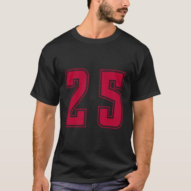 Camiseta Red Number 25 Team Junior Sports Numerado Uniforme (Frente)