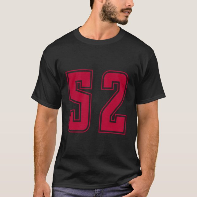 Camiseta Red Number 52 Team Junior Sports Numerado Uniforme (Frente)