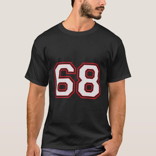Camiseta Red Número 68 Jogador Esportivo Vencedor do Jogo D (Frente)