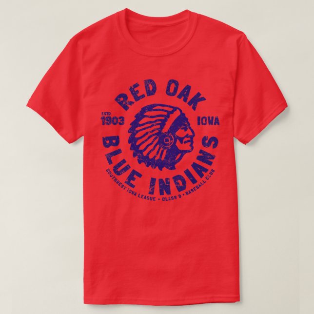 Camiseta Red Oak Blue Indians (Frente do Design)
