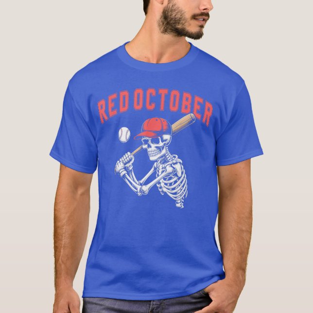 Camiseta Red October Funny Halloween Baseball Skeleton gift (Frente)