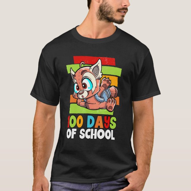 Camiseta Red Panda 100 Dias De Escola (Frente)