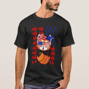 Camiseta Red Panda American Flag Patriótico 4 De Julho