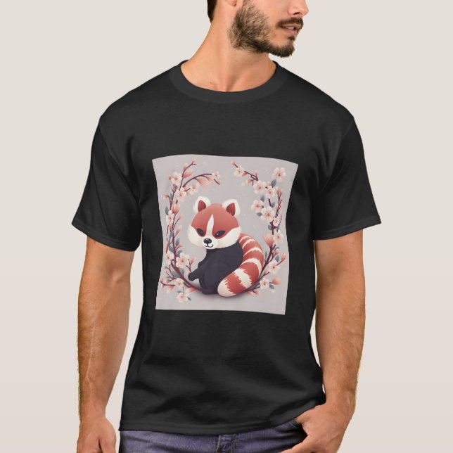 Camiseta Red Panda And Cherry Blossom Scene Beautiful Work (Frente)