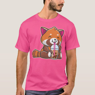 Camiseta Red Panda Boba Bubble Tea Cute Kawaii Anime Gifes