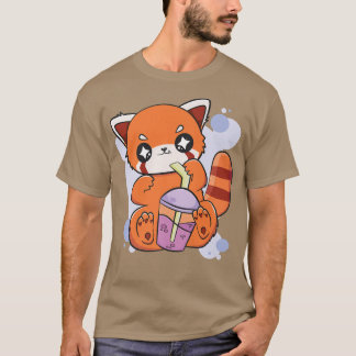 Camiseta Red Panda Boba Cute Anime Kawaii Pearl Bubble Tea