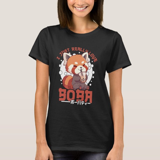 Camiseta Red Panda Boba Tea Kawaii Bubble Tea Red Panda Ani (Frente)