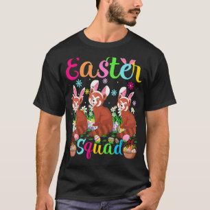 Camiseta Red Panda Bunny Oar Páscoa Quadrado Panda Vermelha