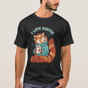 Camiseta Red Panda Coffee Snow Cote I Love Winter Cuide Pan