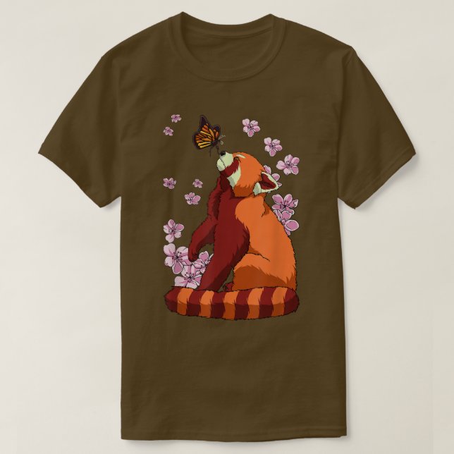 Camiseta Red Panda Com Borboleta Sakura Cherry Bl (Frente do Design)