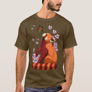 Camiseta Red Panda Com Borboleta Sakura Cherry Bl