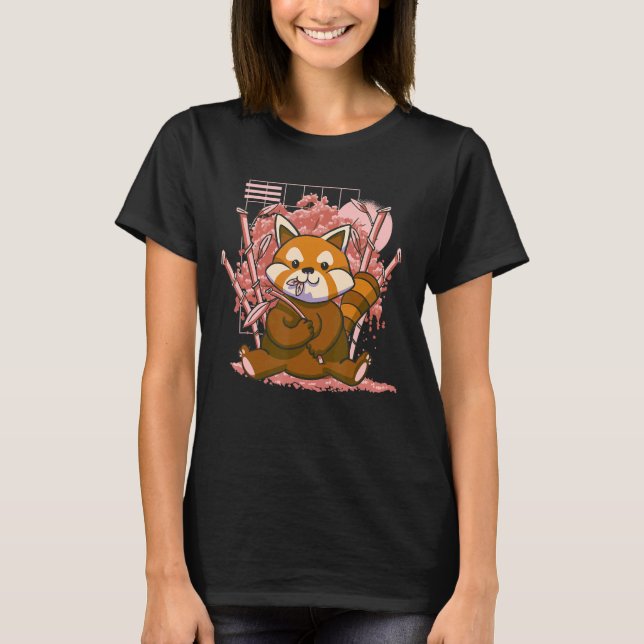 Camiseta Red Panda Day Cherry Blossoms Bloom Pink Sakura Ba (Frente)