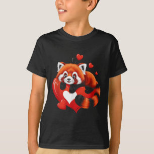 Camiseta Red Panda Deitada Em Dia de os namorados Cardíaco