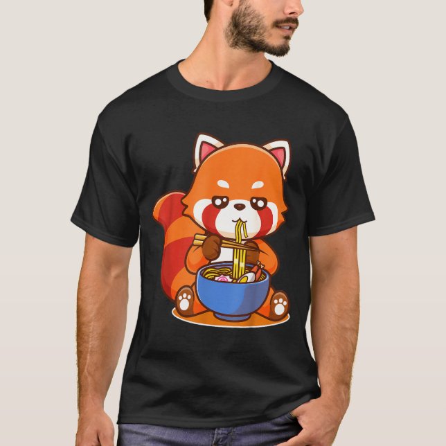 Camiseta Red Panda Eating Ramen Japanese Soup Zoo Animal Zo (Frente)