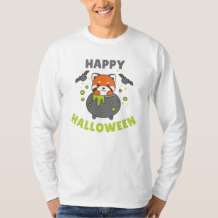 Camiseta Red Panda Happy Halloween Cauldron Bat
