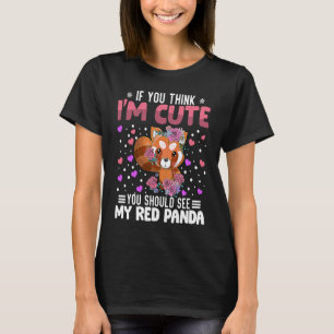 Camiseta Red Panda Heart Dia de os namorados Animal Para Mu