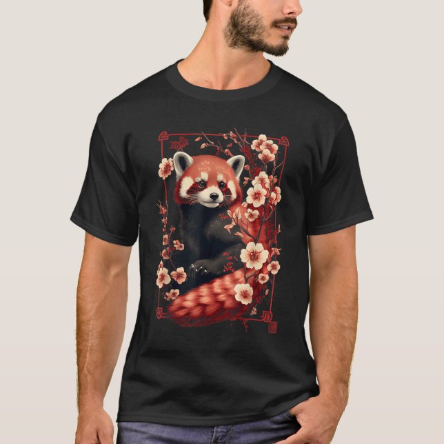 Camiseta Red Panda Japanese Cherry Blossom Flower (Frente)