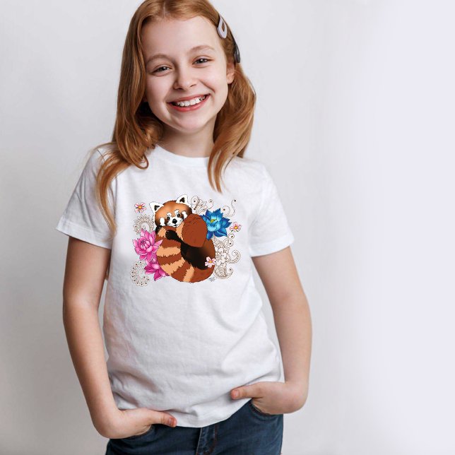 Camiseta Red Panda Lotus Flowers Henna (Criador carregado)