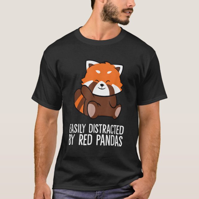 Camiseta Red Panda Love Facilmente Distraido Por Pandas Ver (Frente)