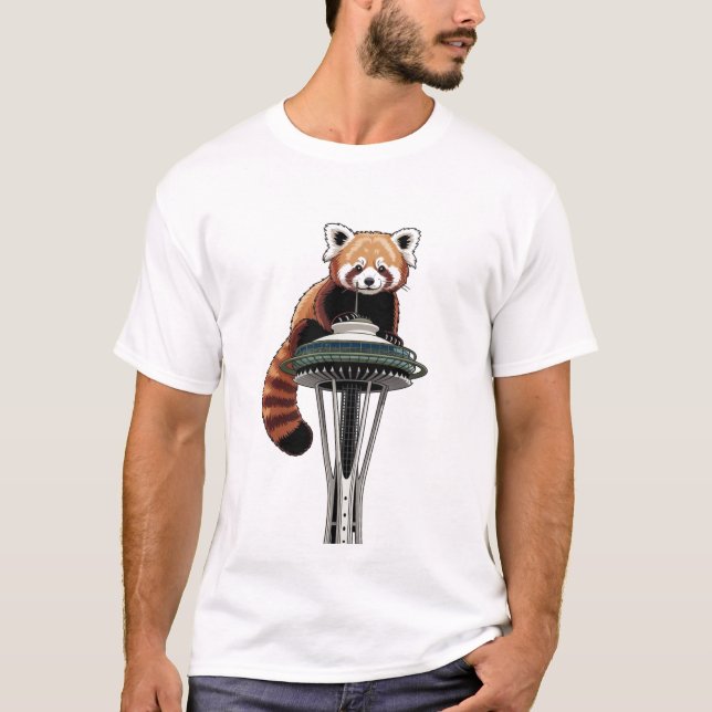Camiseta Red Panda on Seattle Space Needle (Frente)