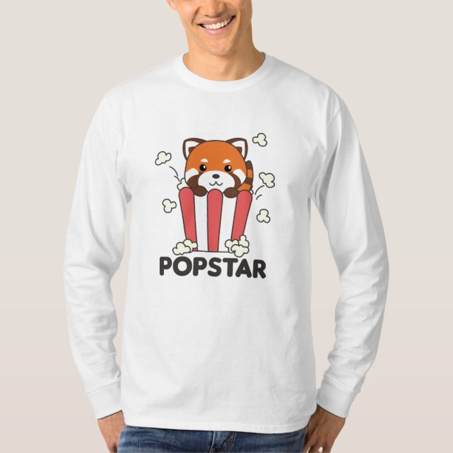 Camiseta Red Panda Popcorn Popstar Funny Pun (Frente)