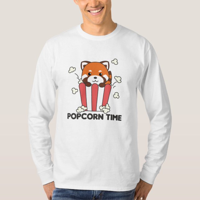 Camiseta Red Panda Popcorn Time Engraçado Pun (Frente)