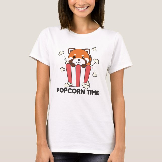 Camiseta Red Panda Popcorn Time Engraçado Pun (Frente)