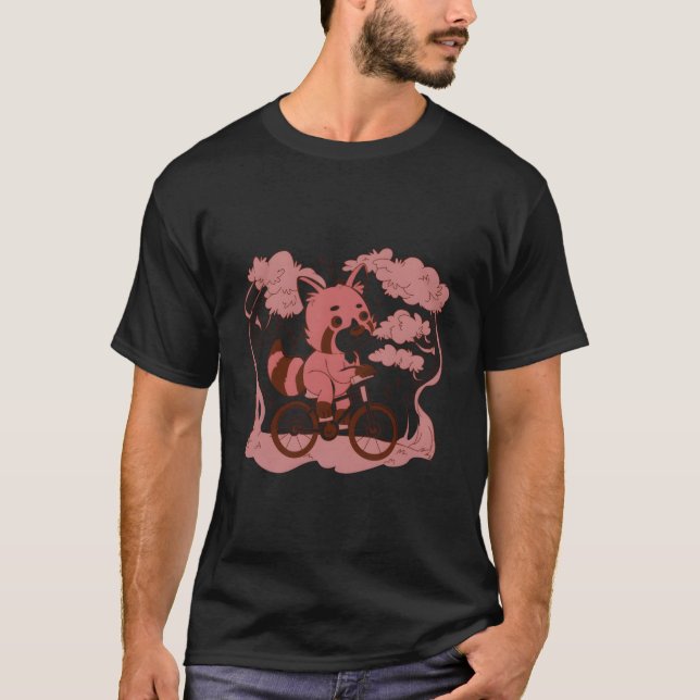Camiseta Red Panda Riding Bicycle (Frente)