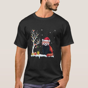 Camiseta Red Panda Santa Hat Árvore Festiva Natal Claro P