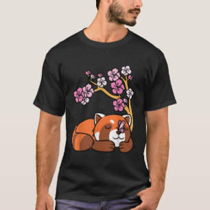 Camiseta Red Panda Sleeg Kawaii Japão Cherry Blossom Flo