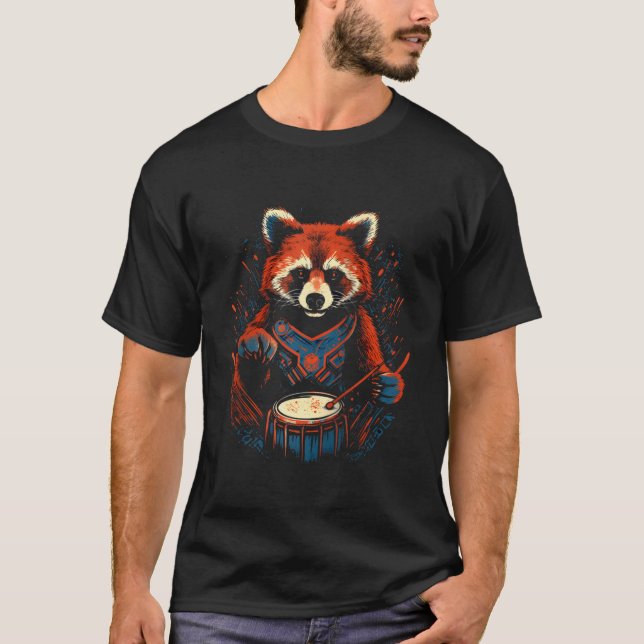 Camiseta Red Panda Snare Drumming Drumming Drummer Ban (Frente)