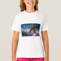 Red Panda Snowboard num Fato de Neve Colorido