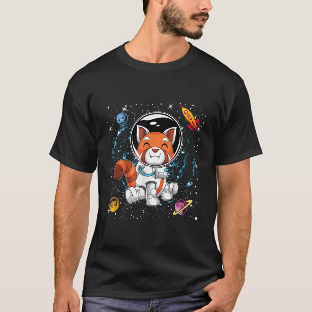 Camiseta Red Panda Space Scientist Animal Rocket Planets (Frente)