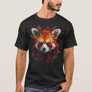Camiseta Red Panda Trabalho de arte Autumn Folha Animal Red