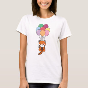 Camiseta Red Panda Voa Com Balões Coloridos