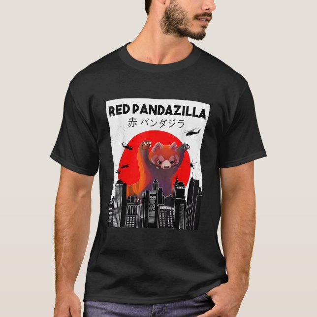 Camiseta Red Pandazilla Japonês Sun Parody Red Panda (Frente)