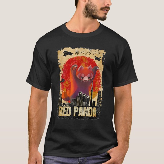 Camiseta Red Pandazilla Japonês Sun Parody Red Panda (Frente)