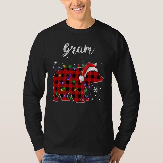 Camiseta Red Plaid Gram Bear Matching Family Christmas Paja (Frente)