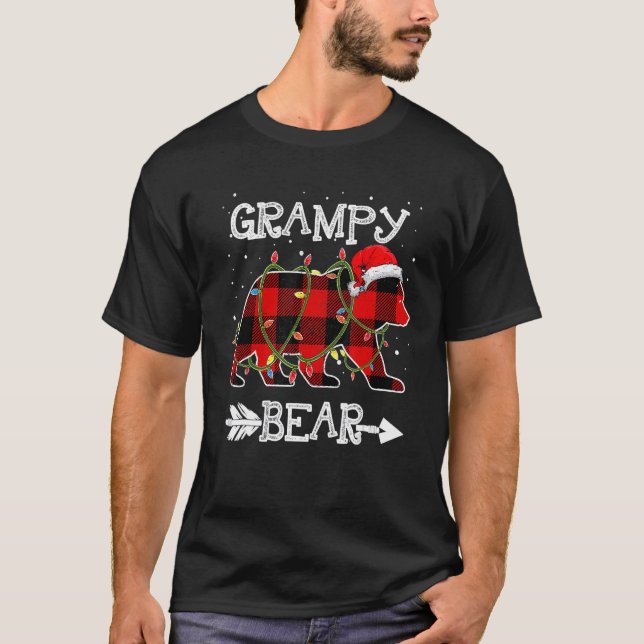 Camiseta Red Plaid Grampy Bear Christmas Santa Family Match (Frente)