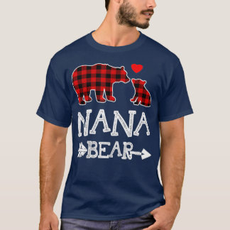 Camiseta Red Plaid Nana Bear Christmas Pajama Matching