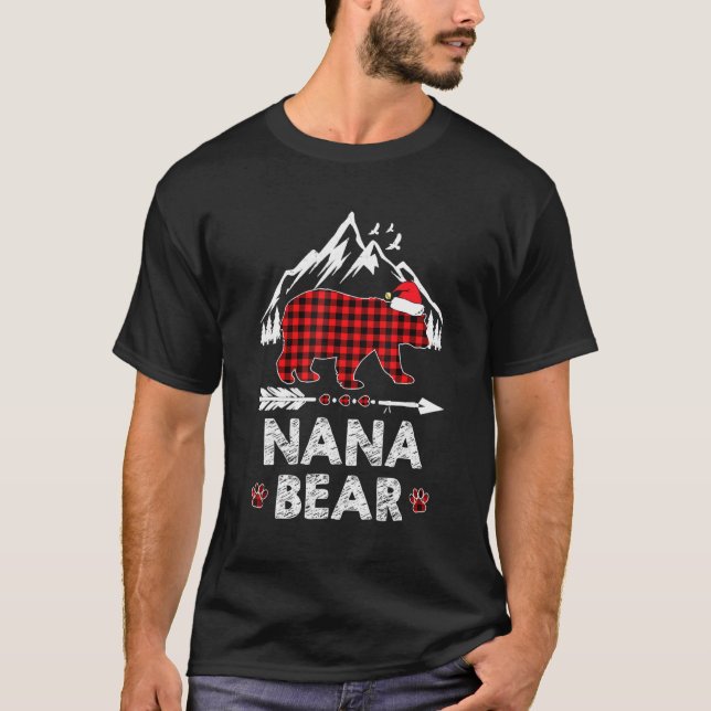 Camiseta Red Plaid Nana Bear Christmas Pajama Matching Fami (Frente)