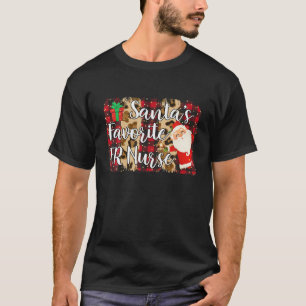 Camiseta Red Plaid Santa's Favorite ER Nurse Christmas Emer