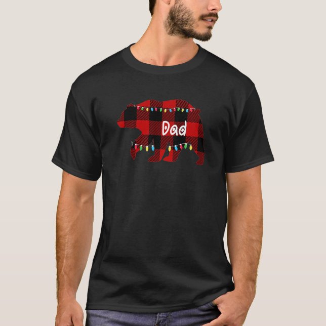Camiseta red plaid Stepfather bear buffalo matching family  (Frente)