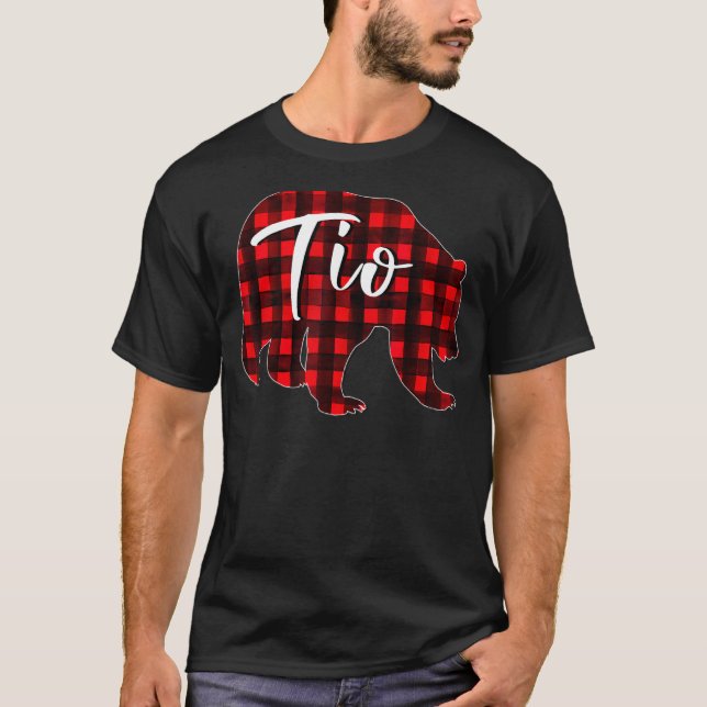 Camiseta Red Plaid Tio Bear Matching Family Christmas pajam (Frente)