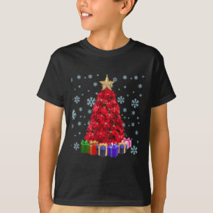 Camiseta Red Poinsettia Árvore de Natal Engraçado Combinaçã