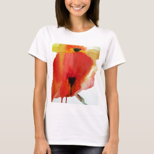 Camiseta Red Poppies aquarela arte floral moderna
